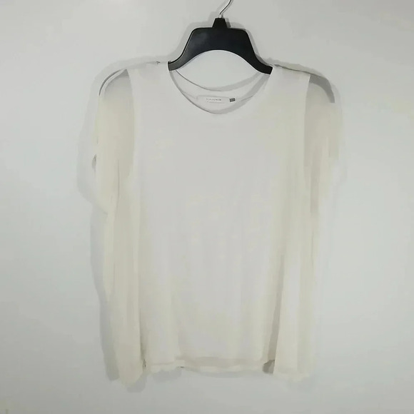 {Elaine Kim} Jersey Top With Chiffon Overlay Oana Size Small - Picture 4 of 14